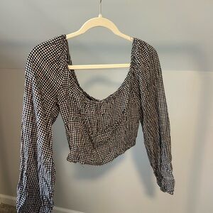 Hollister Black and White Checkered Blouse